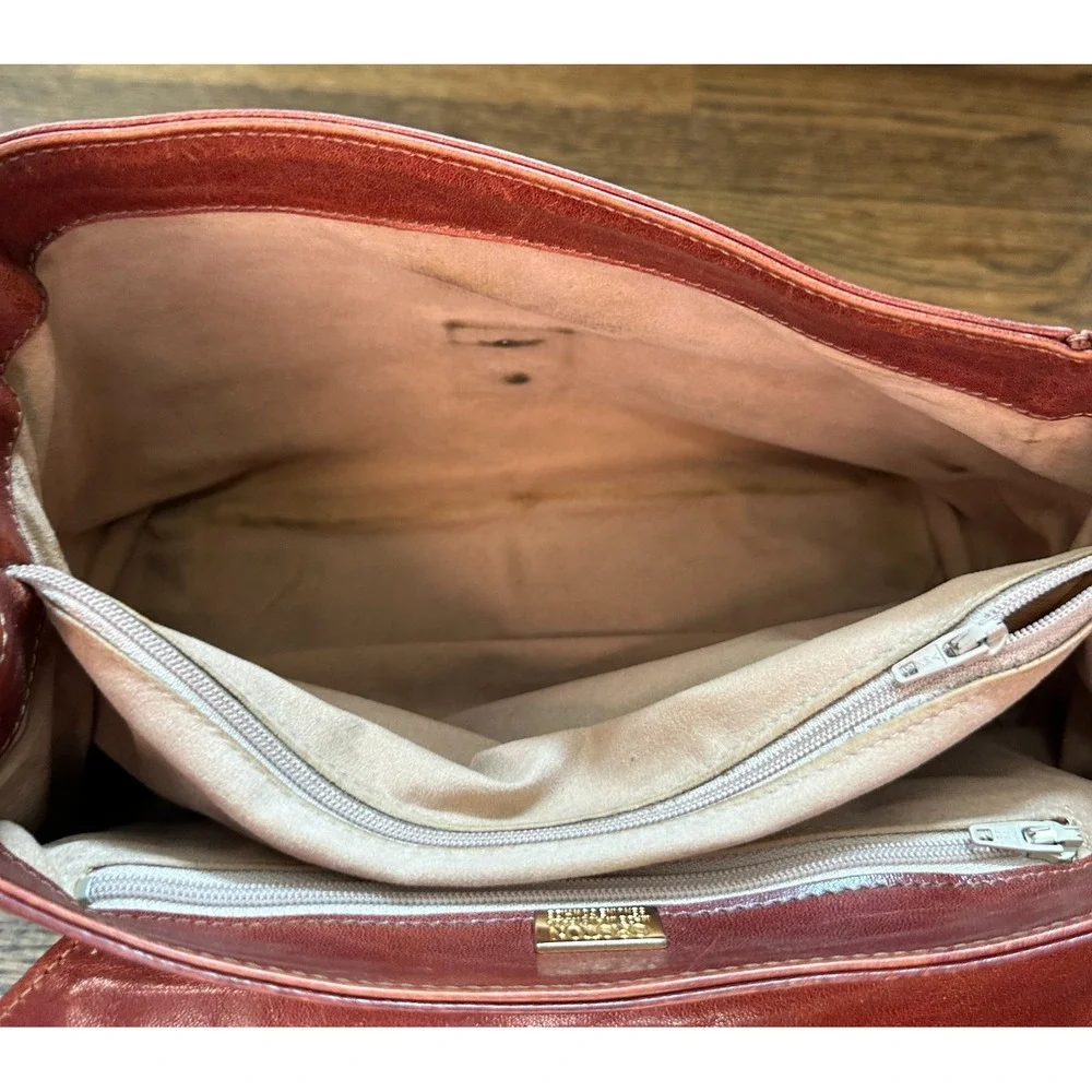Oroton Sydney Vintage Cognac Leather Crossbody Bag Flap Shoulder Purse 80s 90s